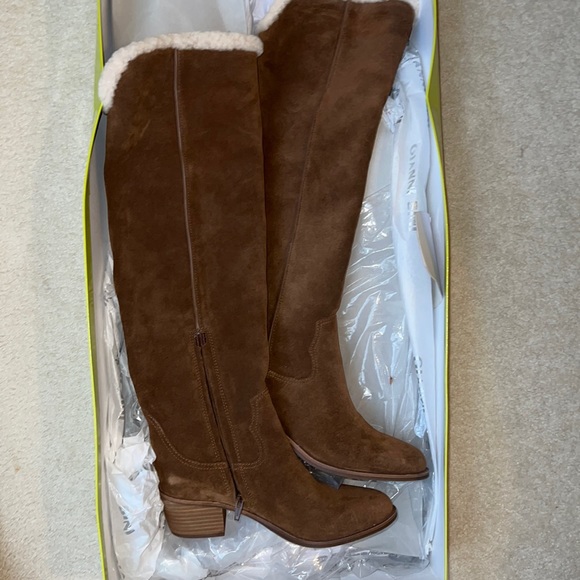 GIANNI BINI  Boots, Brown,Size 8M  Suede and Tall and narrow calf - Picture 1 of 8
